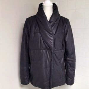 Danier Black Quilted Shawl-Collar Puffer Jacket